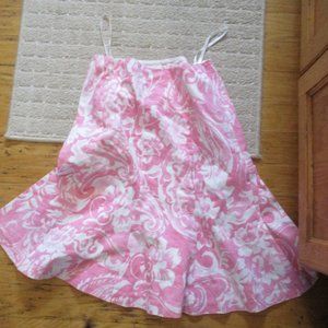 CHAPS Size 4 pink white modern skirt zip side cotton